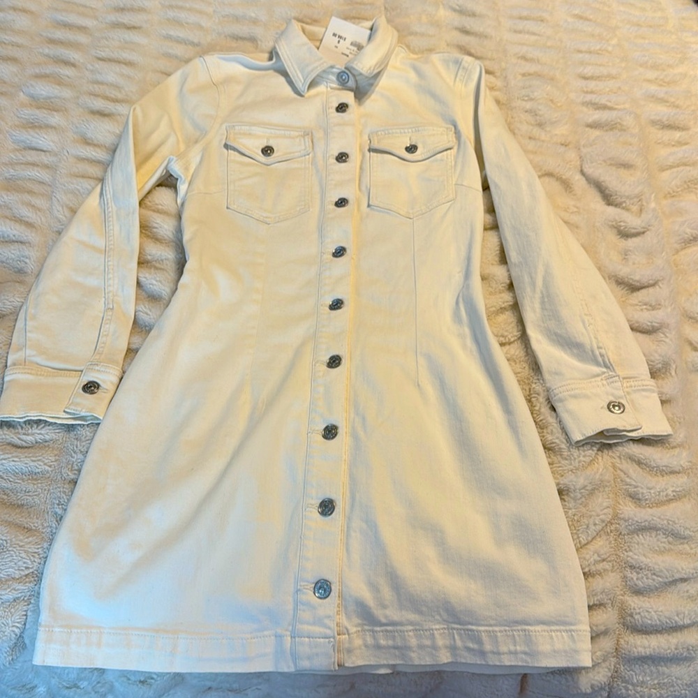 7 For All Mankind white jean dress size small NWT